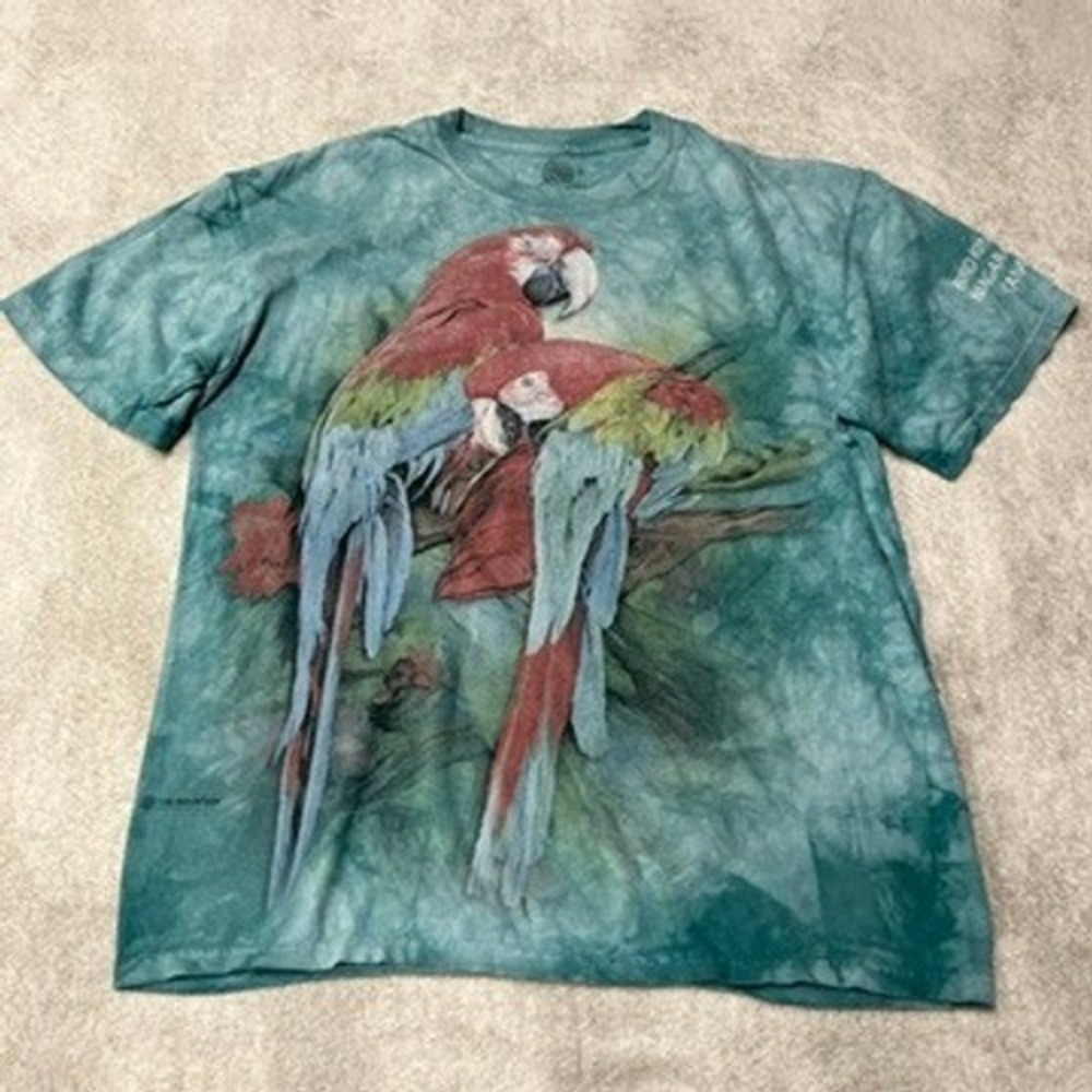 The Mountain T-Shirt Macaw Parrot Bird Nature Tie Dye Y2K Tee Mens Size M